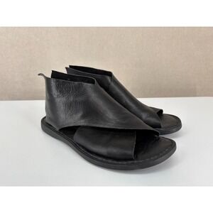 Born Sandals Womens 6 Iwa Black Leather Padded Comfort Insole Flat Shoes F78003